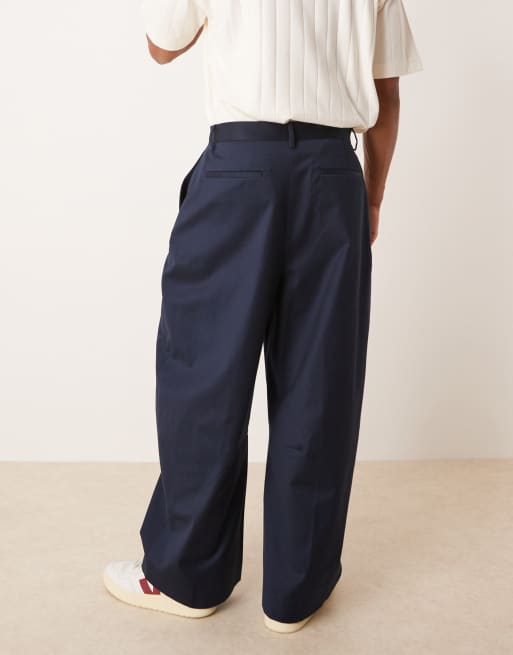 ASOS DESIGN smart barrel leg pants in navy 