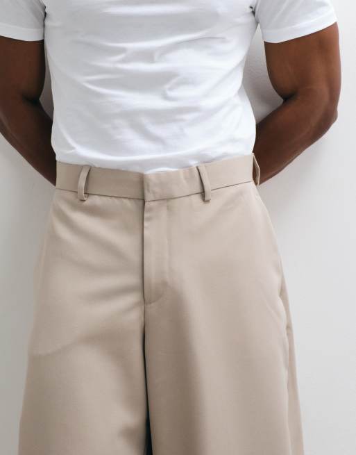 ASOS DESIGN smart barrel leg pants in stone, 3 of 5