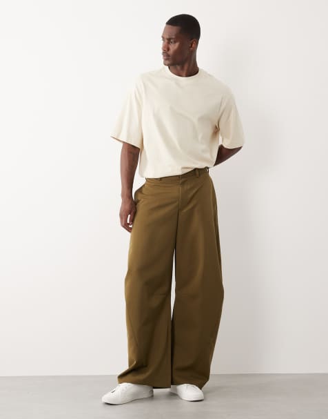 ASOS DESIGN smart barrel pants in olive green - view 1