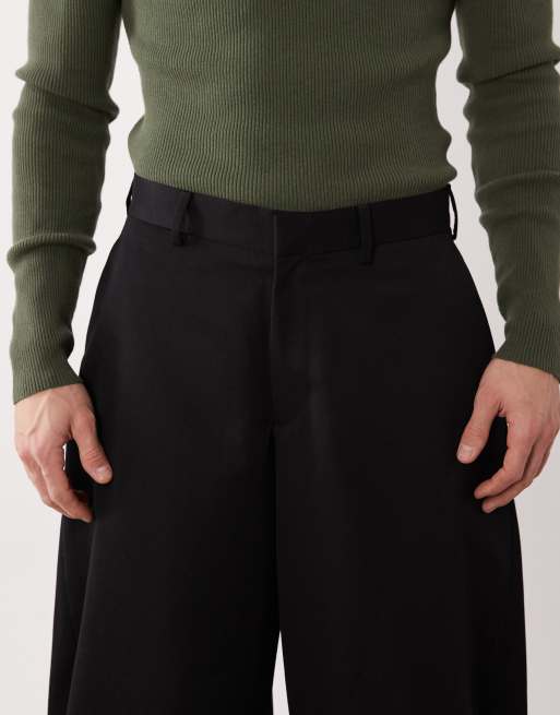 ASOS DESIGN smart barrel trousers in black, 4 of 5