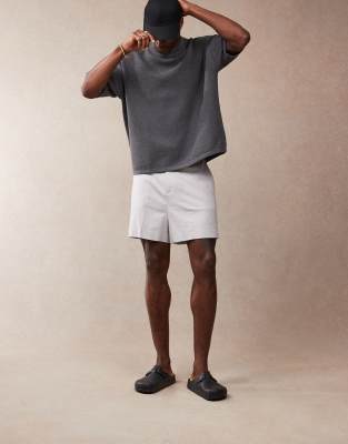 ASOS DESIGN smart Bermuda cropped linen blend shorts in dark light gray