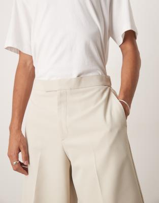 Asos Design Smart Bermuda Short In Neutral