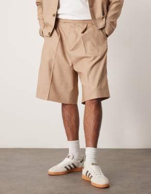 Asos Design Smart Bermuda Shorts In Neutral