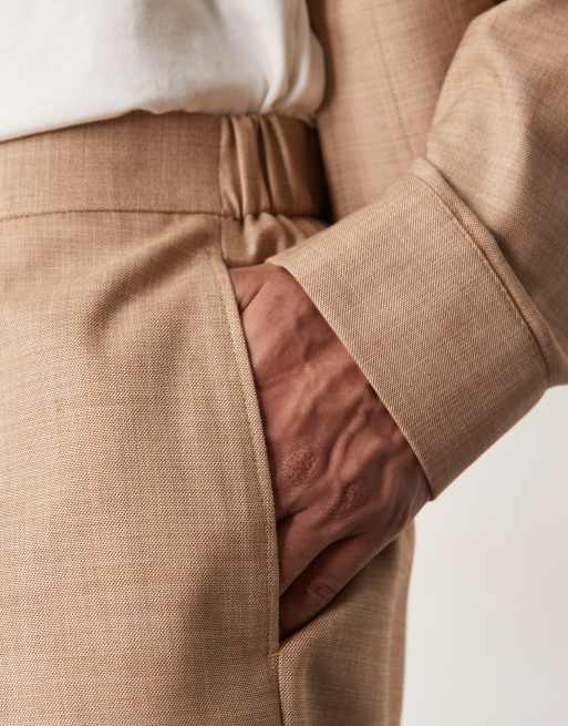 ASOS DESIGN smart Bermuda shorts in camel texture with elasticized waist - part of a set