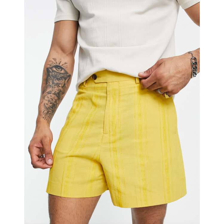 ASOS DESIGN smart bermuda shorts in mustard stripe ASOS