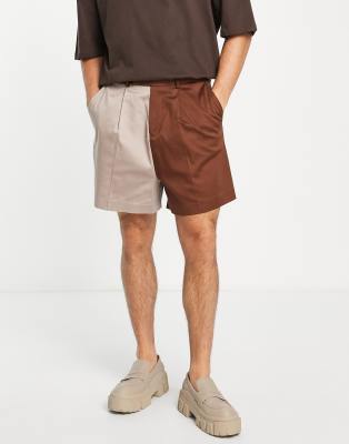 ASOS DESIGN smart bermuda shorts in tonal brown splice