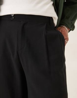 Asos Design Smart Bermuda Shorts With Double Pleat And Deep Waistband In Black