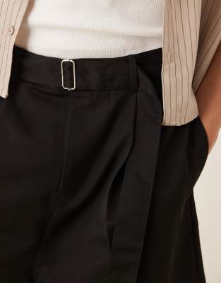 Asos Design Smart Bermuda Shorts With Front Pleat And Belt Detail In Black
