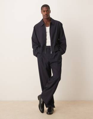 ASOS DESIGN smart blouson set in navy pinstripe