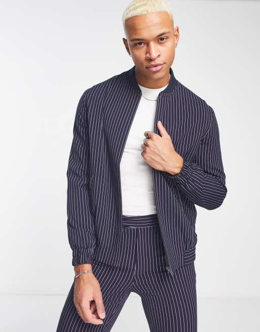 Striped bomber hotsell jacket mens