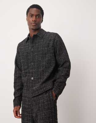 Asos Design Smart Boucle Shacket With Black Glitter - Part Of A Set