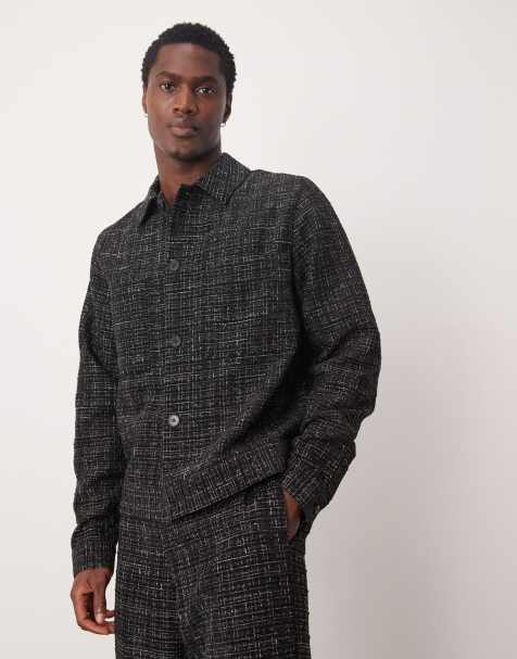 ASOS DESIGN smart boucle shacket with black glitter - part of a set - view 1