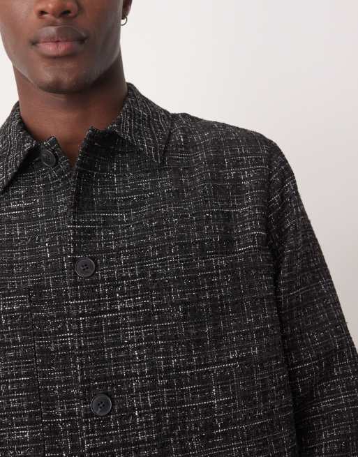 ASOS DESIGN smart boucle shacket with black glitter - part of a set