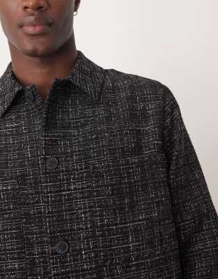 ASOS DESIGN smart boucle shacket with black glitter - part of a set
