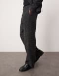 [ASOS DESIGN] ASOS DESIGN smart boucle wide pants in black glitter with elasticated waist (part of a set) M BLACK