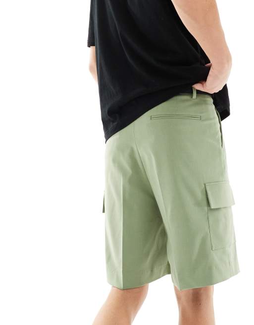 ASOS DESIGN smart cargo shorts in khaki ASOS