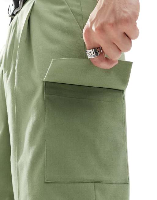 ASOS DESIGN smart cargo shorts in khaki ASOS