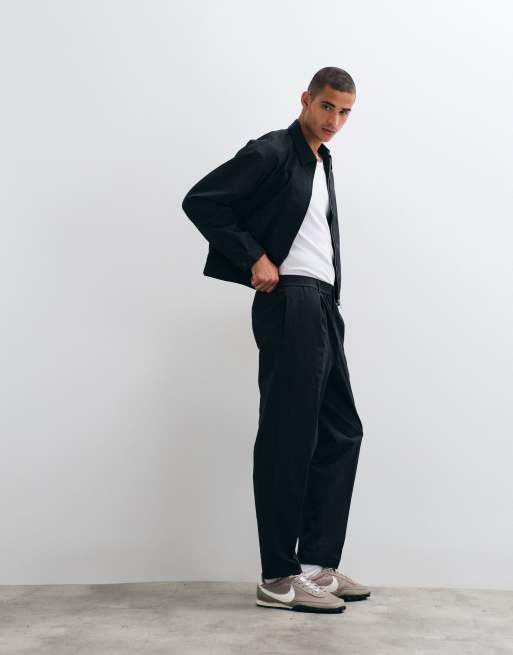 ASOS DESIGN smart set in black seersucker, 3 of 3