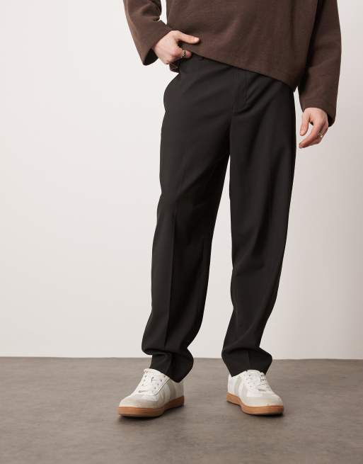 ASOS DESIGN smart carrot fit pants in black