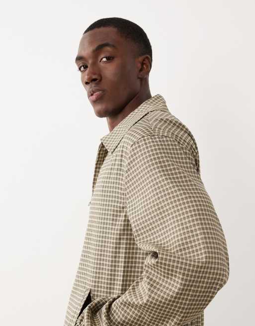 ASOS DESIGN smart checked harrington jacket in brown, 4 of 5
