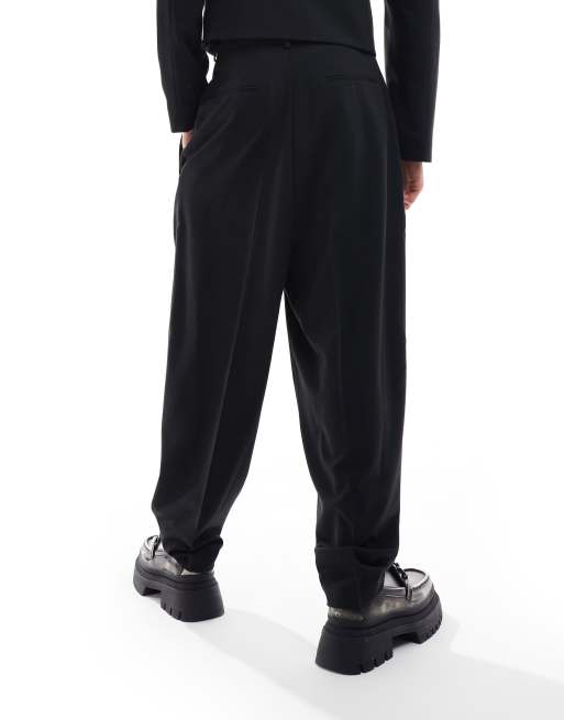 ASOS DESIGN smart co-ord balloon lace up trouser in black, 4 of 5
