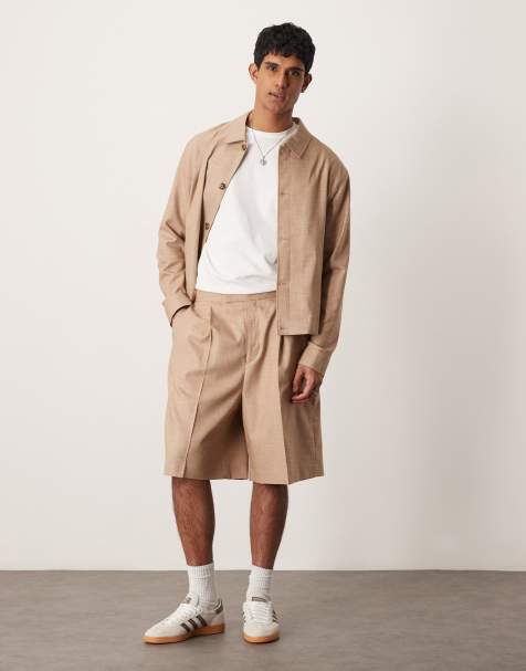 ASOS DESIGN smart co-ord bermuda shorts in camel texture with elasticated waist - view 1