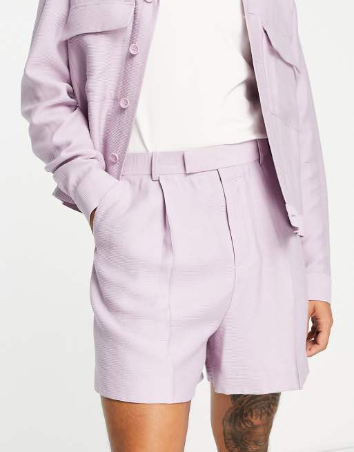 ASOS DESIGN smart co-ord bermuda shorts in lilac crinkle