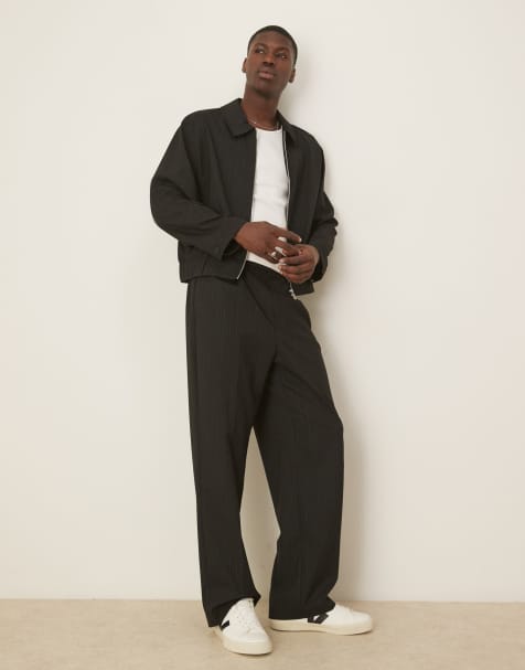 ASOS DESIGN smart co-ord blouson in black pinstripe - view 1