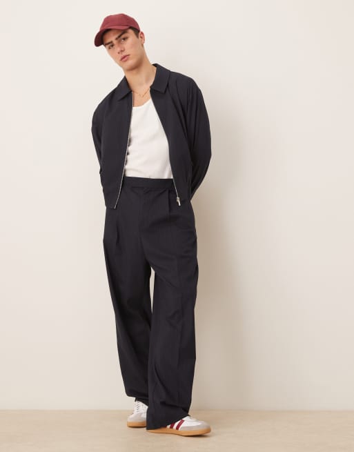 ASOS DESIGN smart co-ord blouson in navy pinstripe