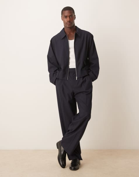 ASOS DESIGN smart co-ord blouson in navy pinstripe - view 1