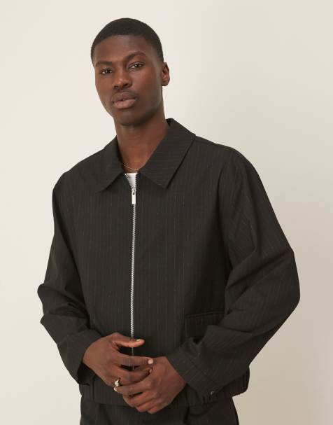ASOS DESIGN smart co-ord blouson jacket in black pinstripe - view 1