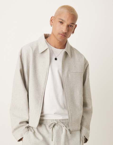ASOS DESIGN smart co-ord blouson jacket in grey texture slub - GREY - view 1