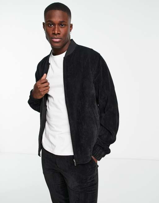 Asos design bomber hot sale jacket in black