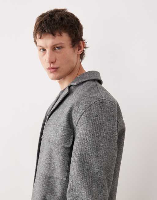ASOS DESIGN smart co-ord brused twill harrington jacket in charcoal, 4 of 5
