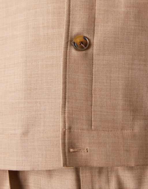 ASOS DESIGN smart co-ord button up harrington jacket in camel texture, 4 of 4