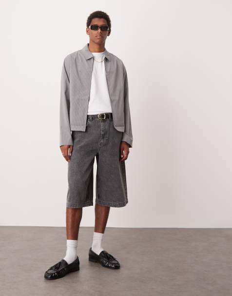 ASOS DESIGN smart co-ord cropped harrington in grey pinstripe - view 1