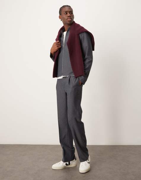 ASOS DESIGN smart co-ord harrington jacket in grey checkerboard - view 1