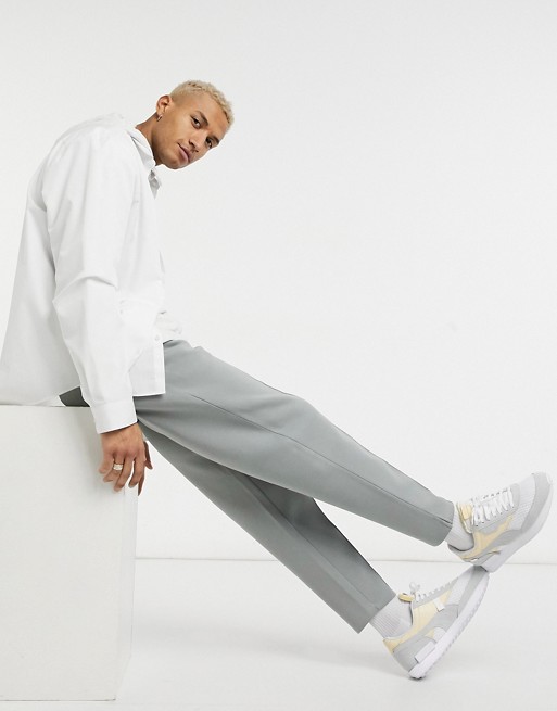 ASOS DESIGN smart co-ord heavyweight tapered joggers with pin tucks & fixed hem in grey