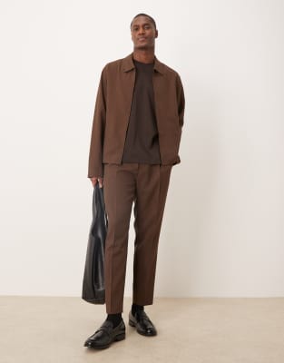 asos ASOS DESIGN smart co-ord in brown herringbone