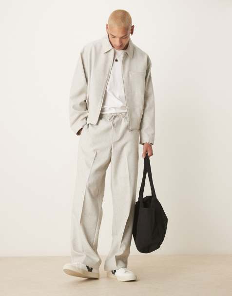 ASOS DESIGN smart co-ord in grey texture slub - view 1