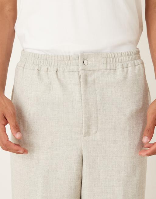 ASOS DESIGN smart co-ord melange wide leg trouser in light grey, 4 of 5