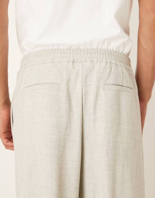 ASOS DESIGN smart co-ord melange wide leg trouser in light grey, 5 of 5