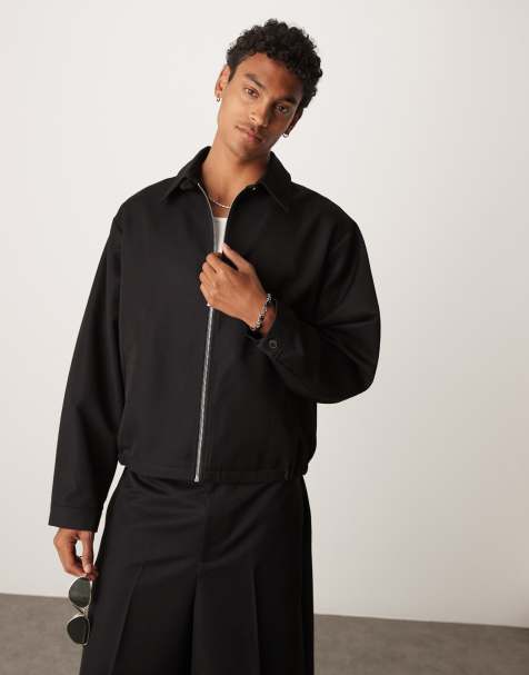 ASOS DESIGN smart co-ord oversized blouson jacket in black - BLACK - view 1
