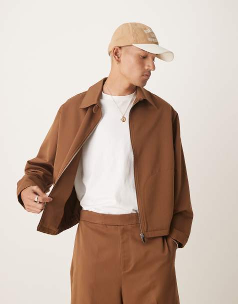 ASOS DESIGN smart co-ord oversized blouson jacket in brown - BROWN - view 1