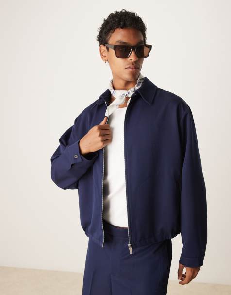 ASOS DESIGN smart co-ord oversized blouson jacket in navy - NAVY - view 1