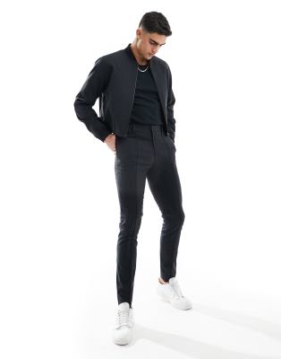 Asos Design Smart Co Ord Skinny Trouser In Black Pinstripe Asos