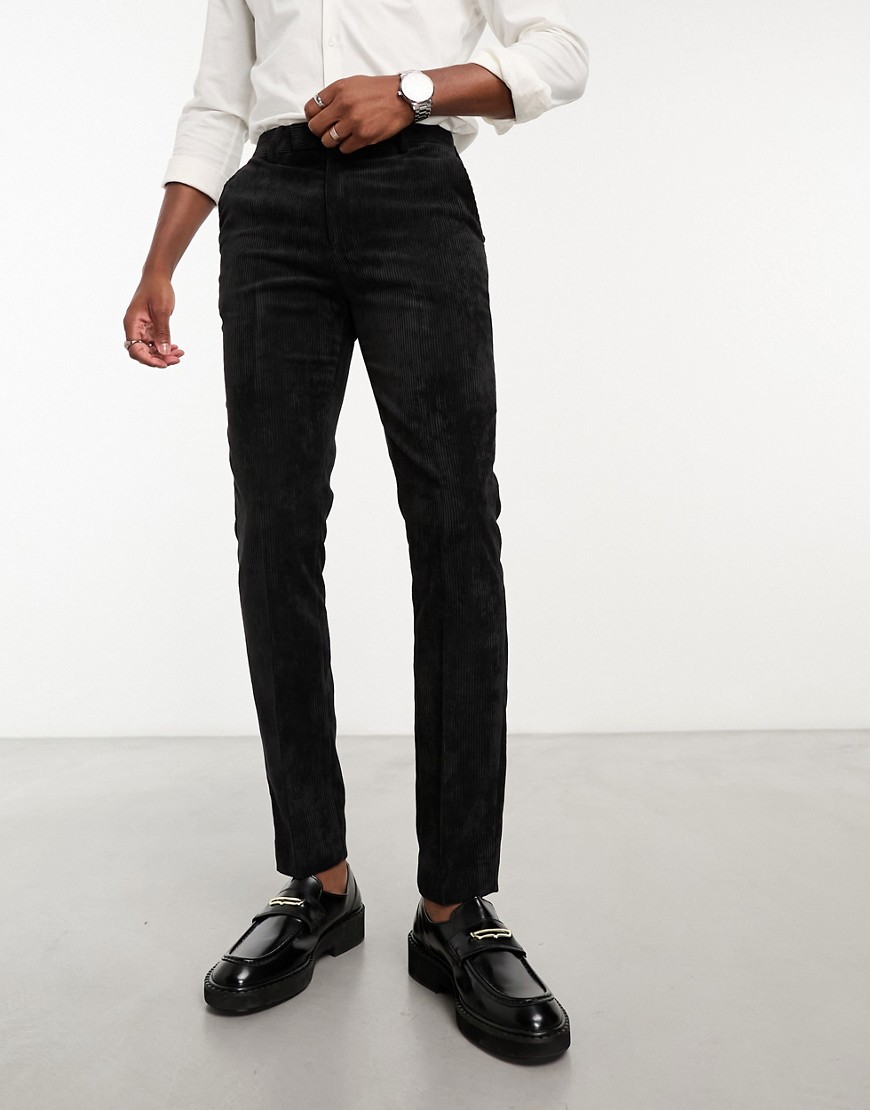 ASOS DESIGN smart co-ord skinny trousers in black corduroy