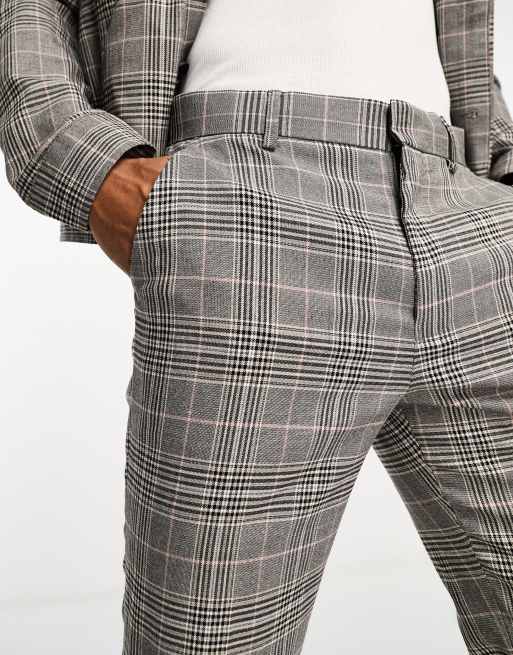 ASOS DESIGN smart co-ord slim trousers in grey check, 3 of 4