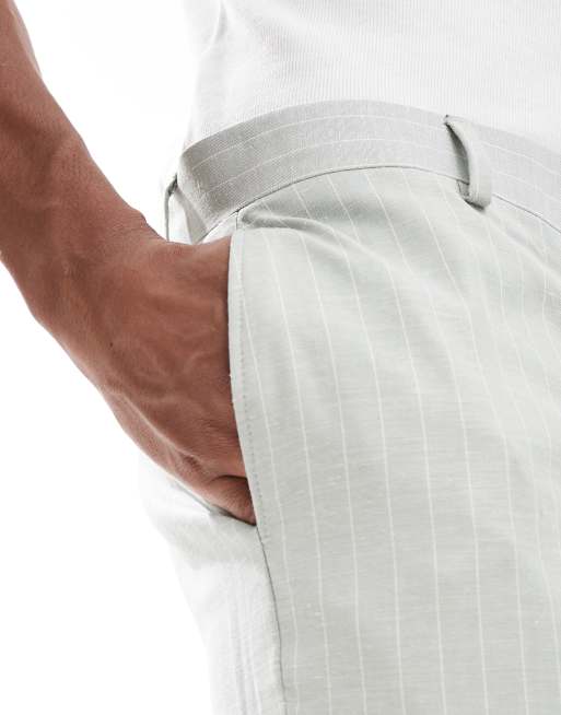 ASOS DESIGN smart co-ord straight leg cropped trousers in linen stripe, 5 of 5