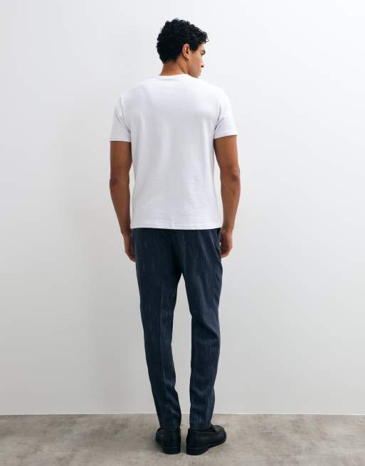 ASOS DESIGN smart co-ord tapered pants with elasticated waist in navy, 3 of 5